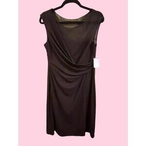 Jessica Howard Size 12 black ruched midi sleeveless spring summer dress NWOT